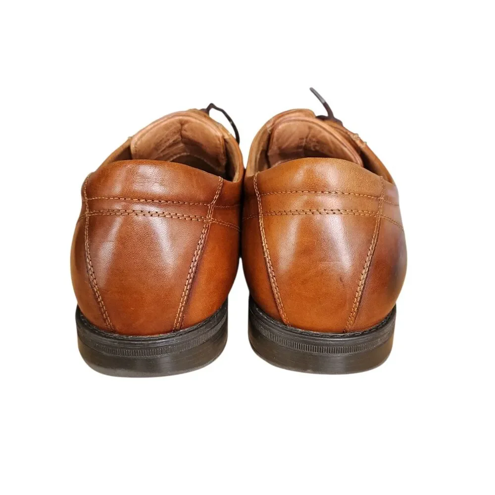 Florsheim Comfortech Men 13 D Cognac Brown Leather Cap Toe Derby Ortholite Shoes